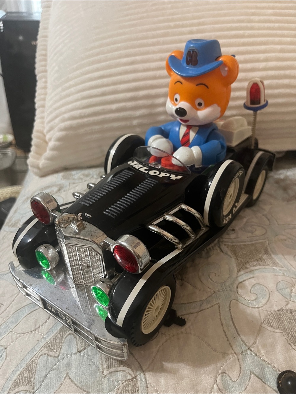 Son AI Black Retro Toy Racer Car with Orange Bear Driver “Jalopy” 1989